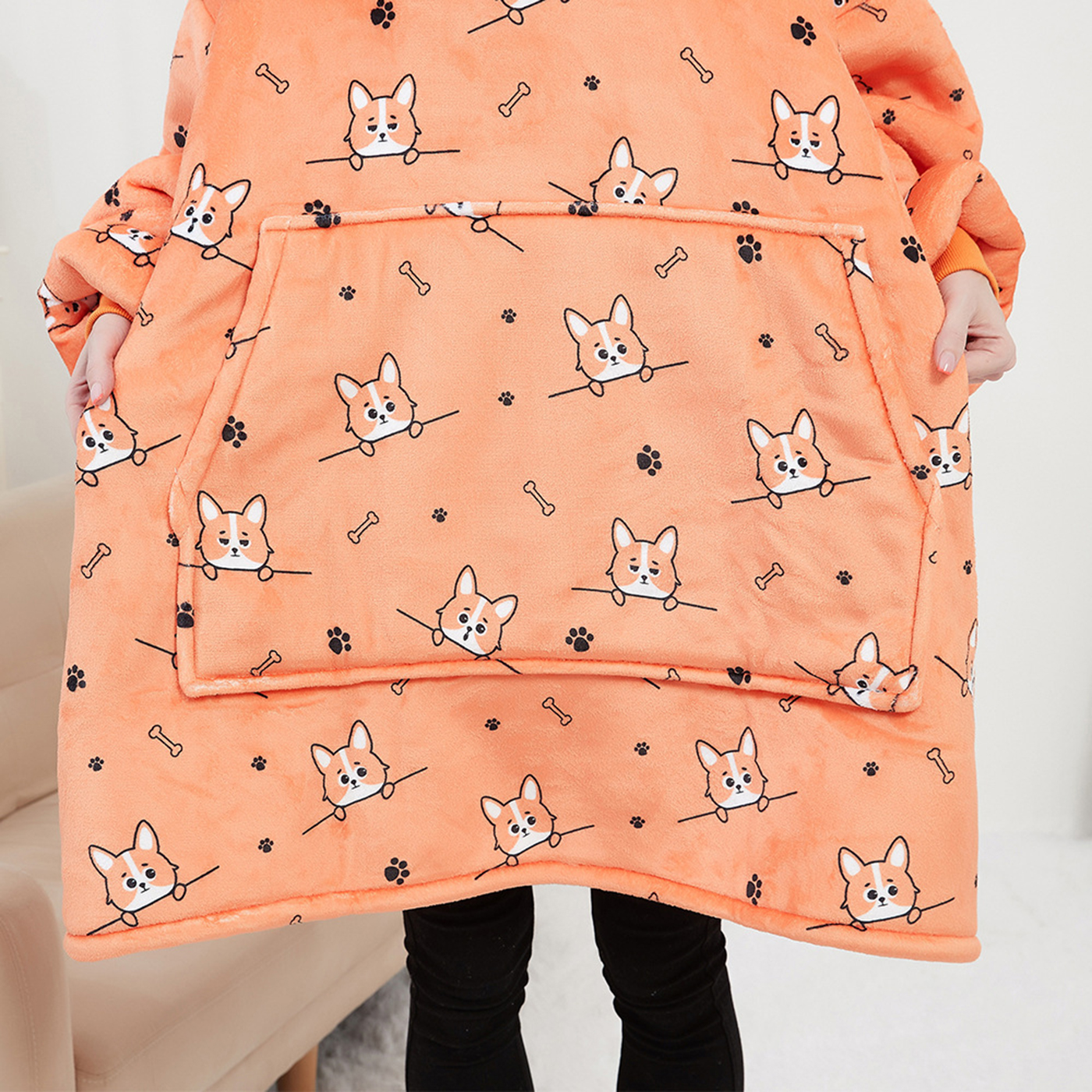 Wearable Flannel Blanket Hoodie