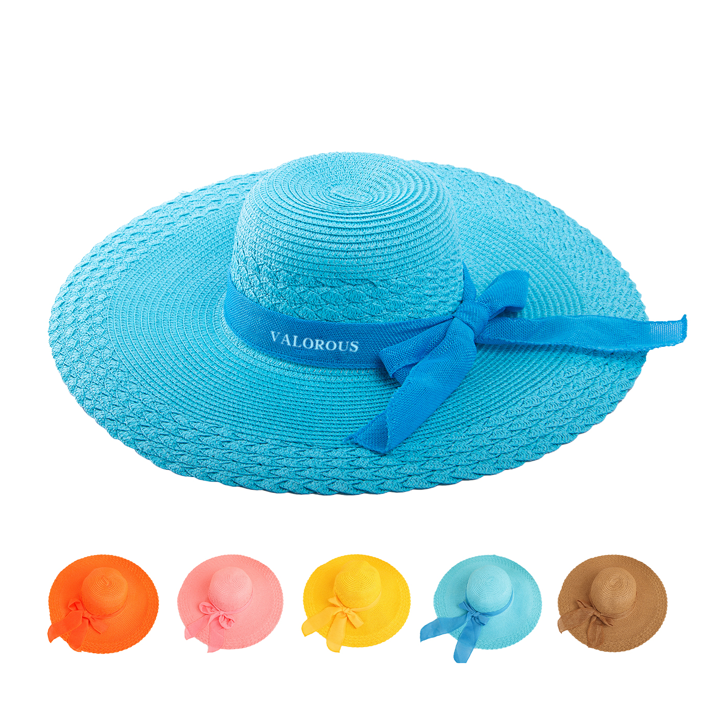  Wide Brim Foldable Straw Hat With Bow