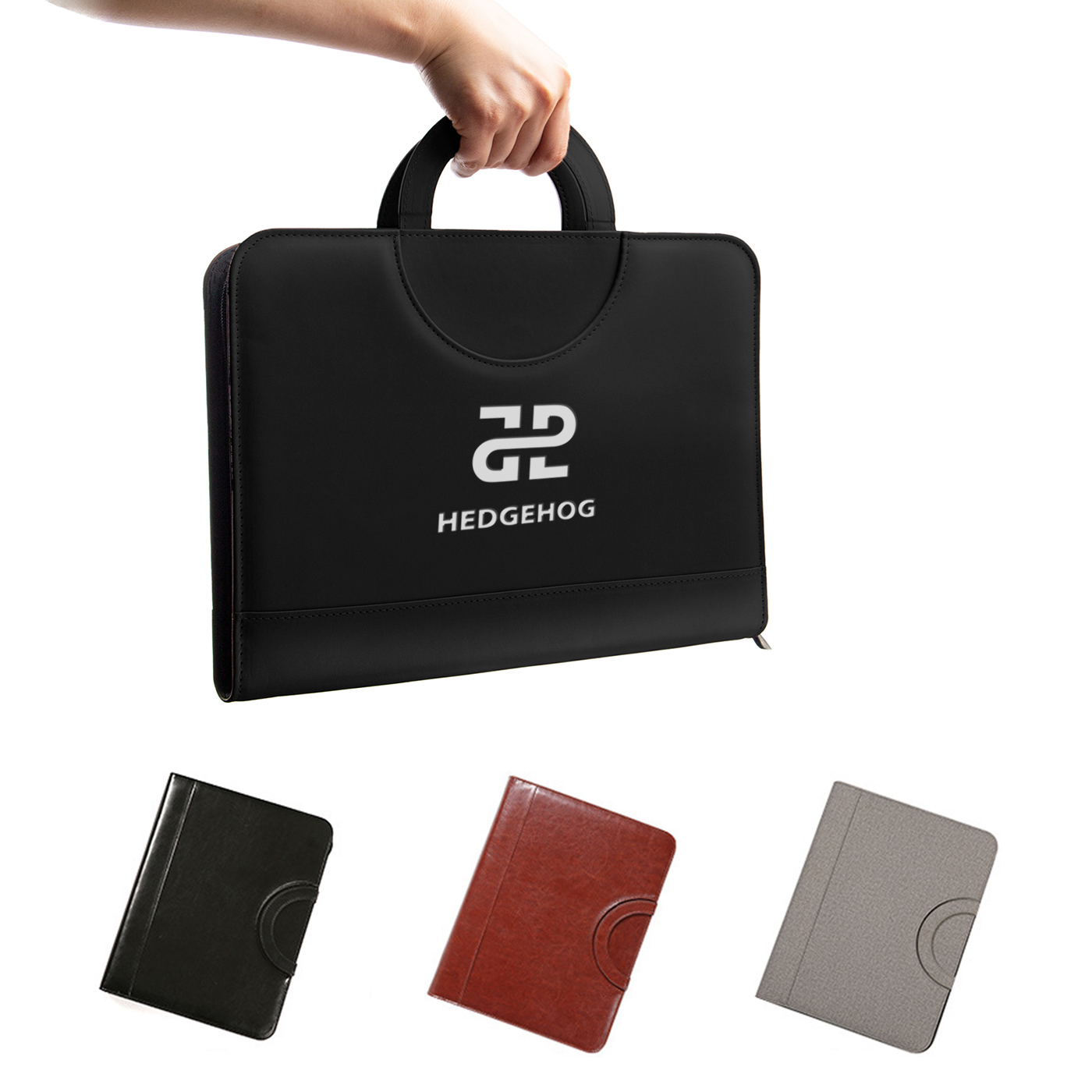 Custom A4 PU Leather Zippered Conference Folder 