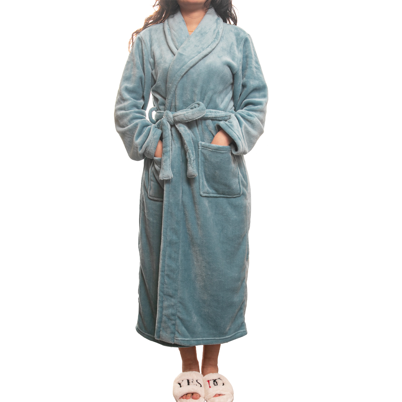 Long Lapel Flannel Bathrobe