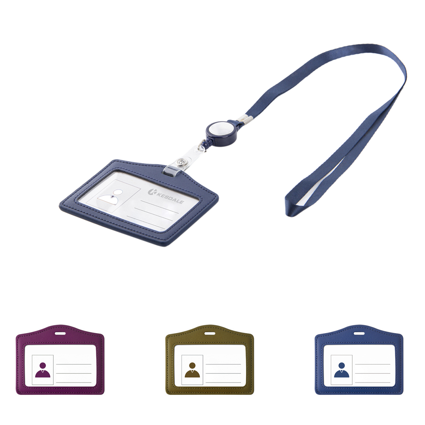 Adjustable Leather ID Badge Holder