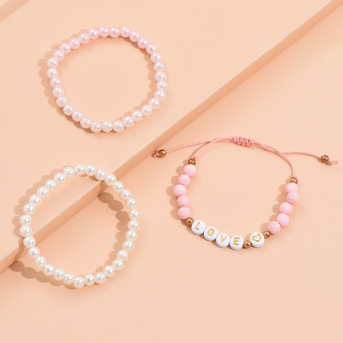 3Pcs Stretch Stone Bracelet Set