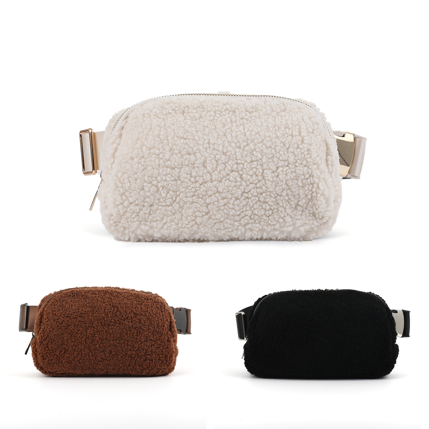 Fleece Mini Belt Bag With Adjustable Strap