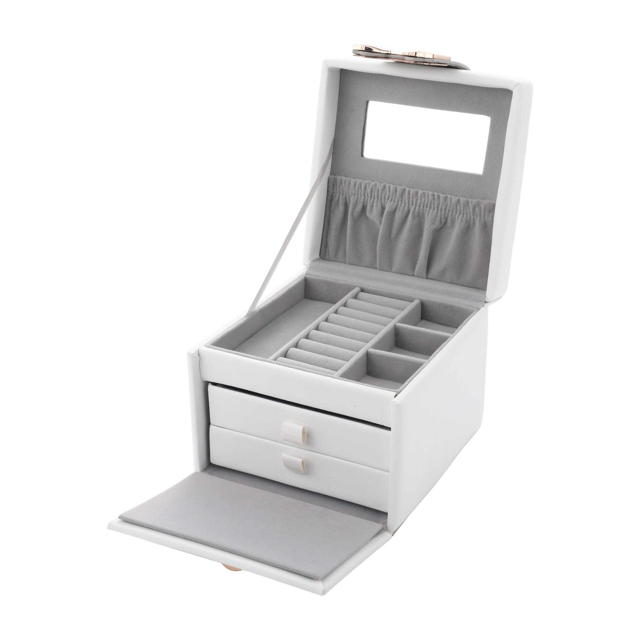 Portable Square Jewelry Box With Mirror