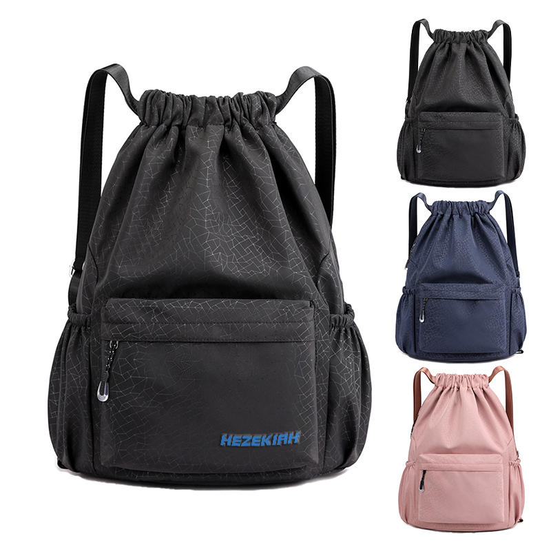 Drawstring Bag With Front Zipper Pocket