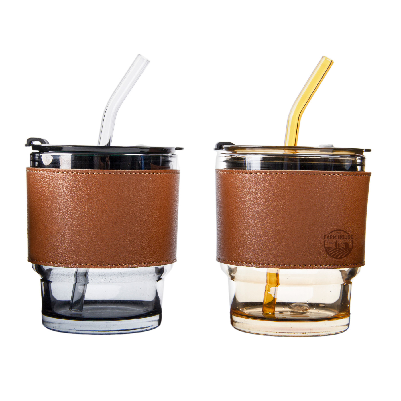 Glass Cup With Leather Sleeve