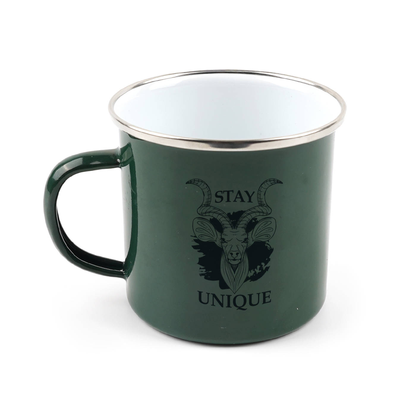 350ml Enamel Mug With Silver Rim