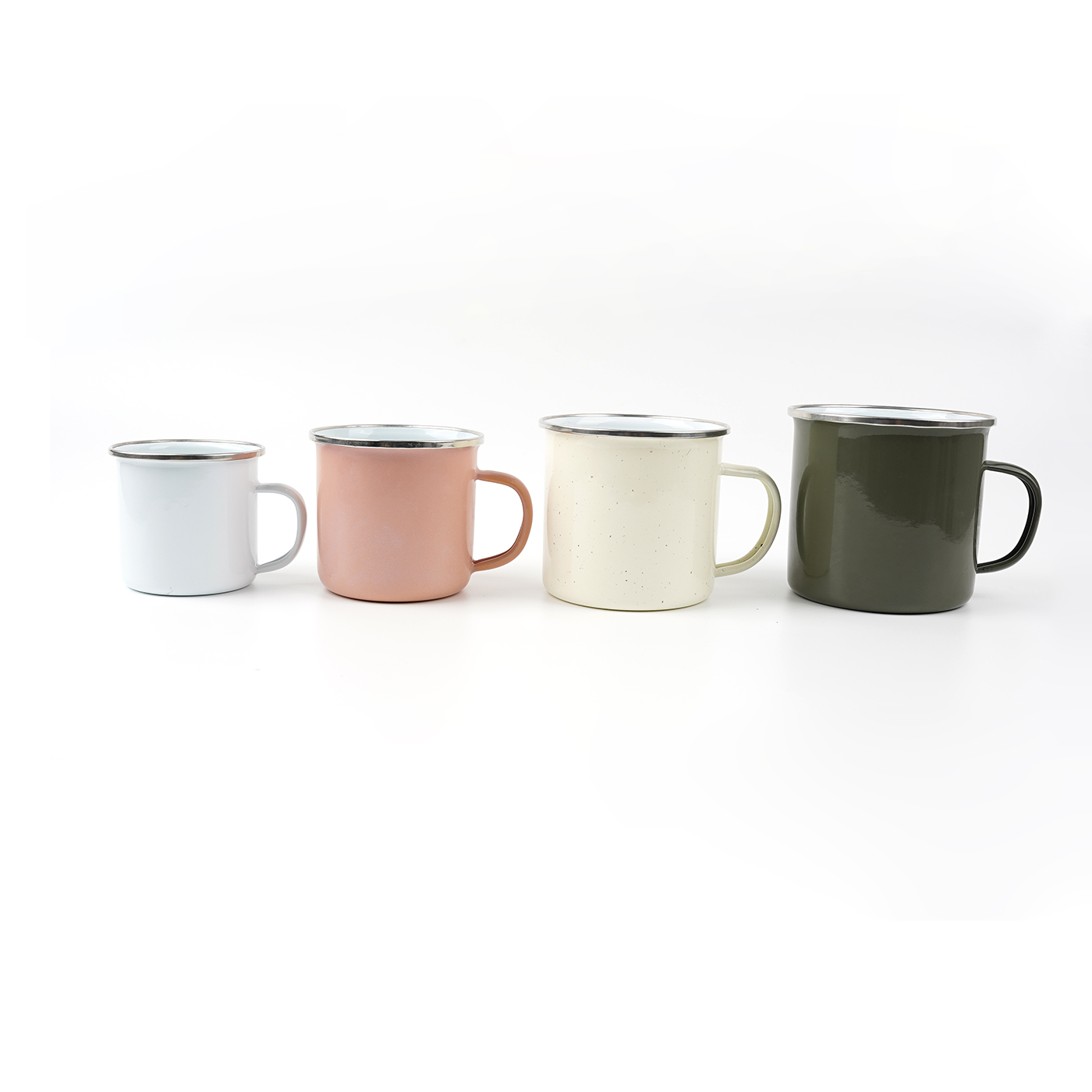 Promo 8 oz. Enamel Mug With Silver Rim