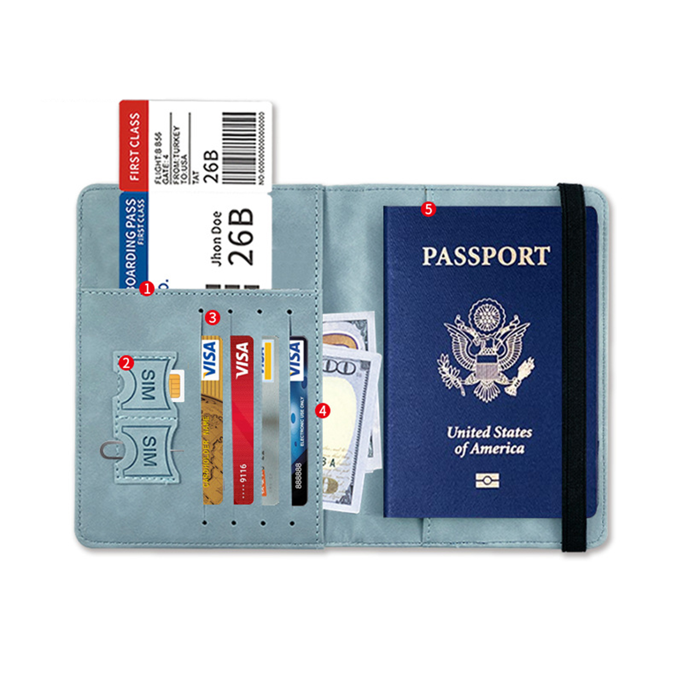  PU Leather Passport Card Holder