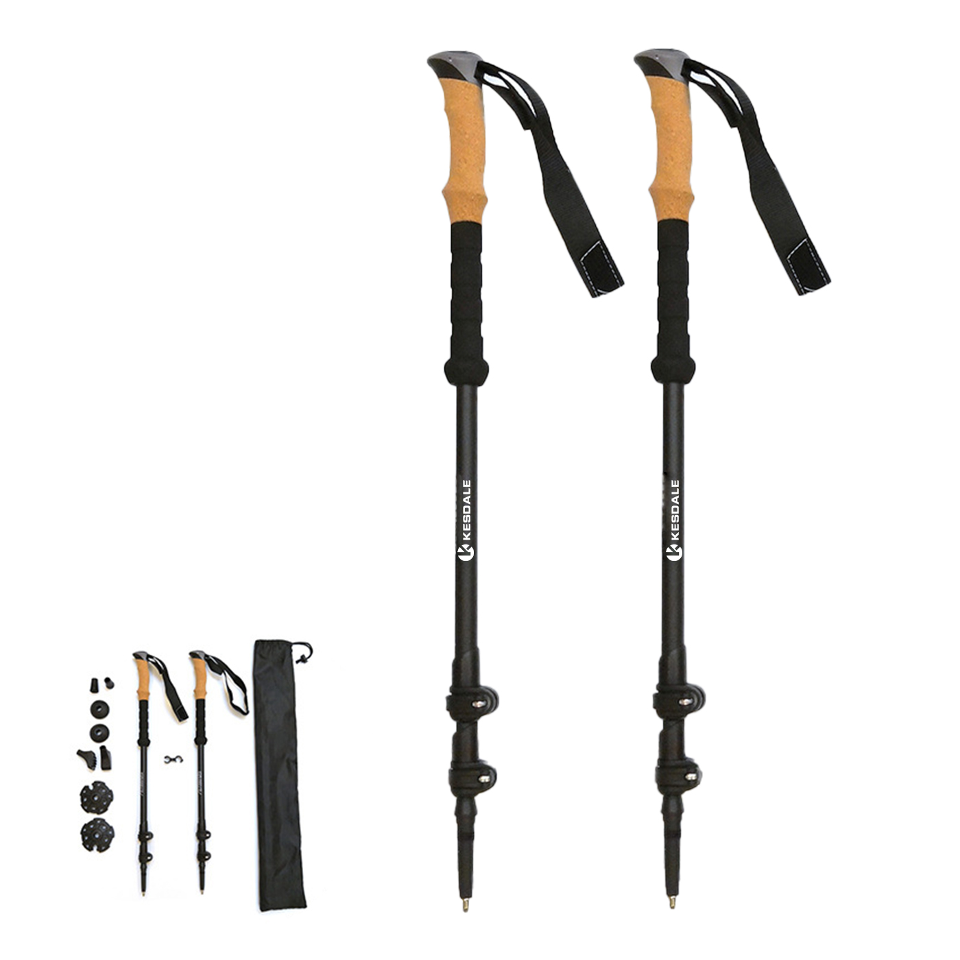 Foldable Hiking Pole With Cork Handle