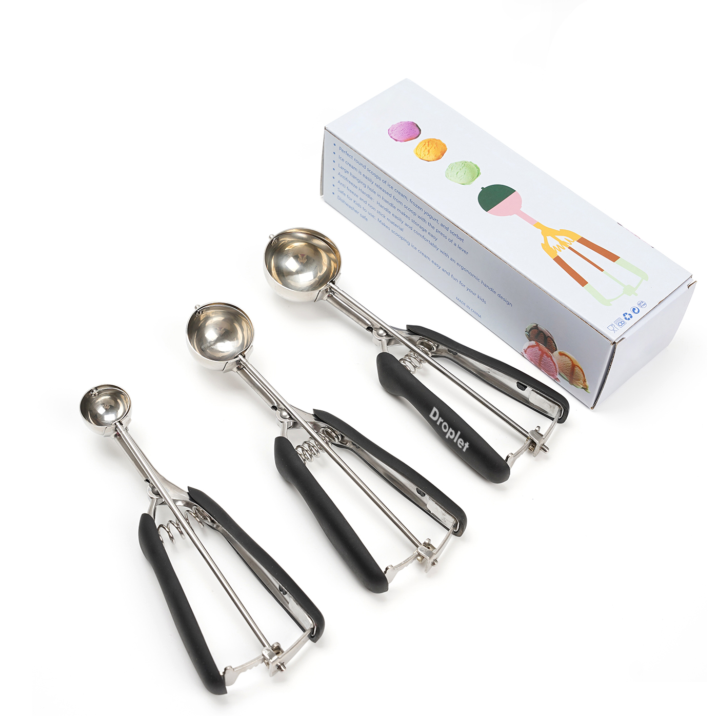 3Pcs  Stainless Steel Ice Cream Scoop Set