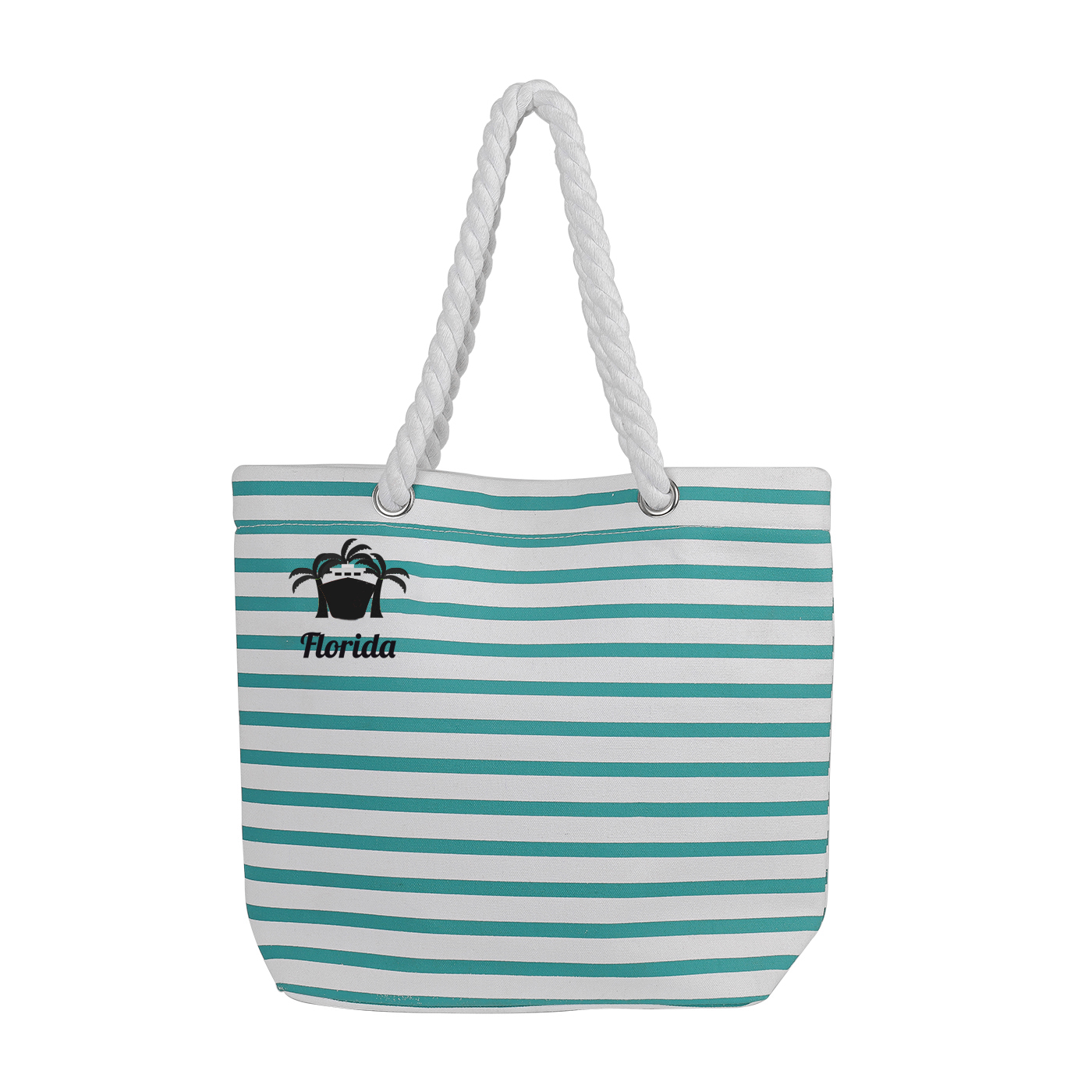 Striped Canvas Bag With Rope Strap