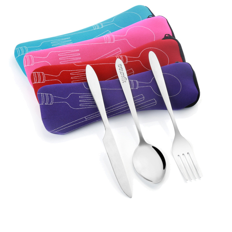 3 Pack Cutlery Set With Portable Pouch Case
