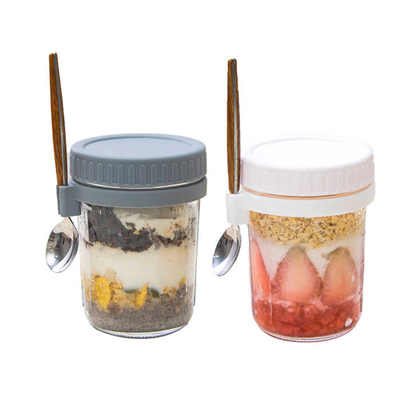 350ml Overnight Oatmeal Jar With Lid And Spoon