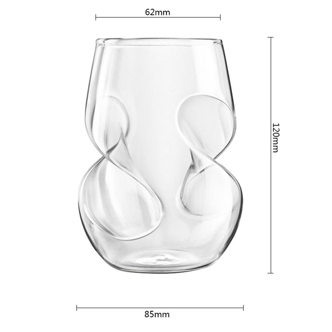 430ml Finger Indentations Stemless Wine Glasses