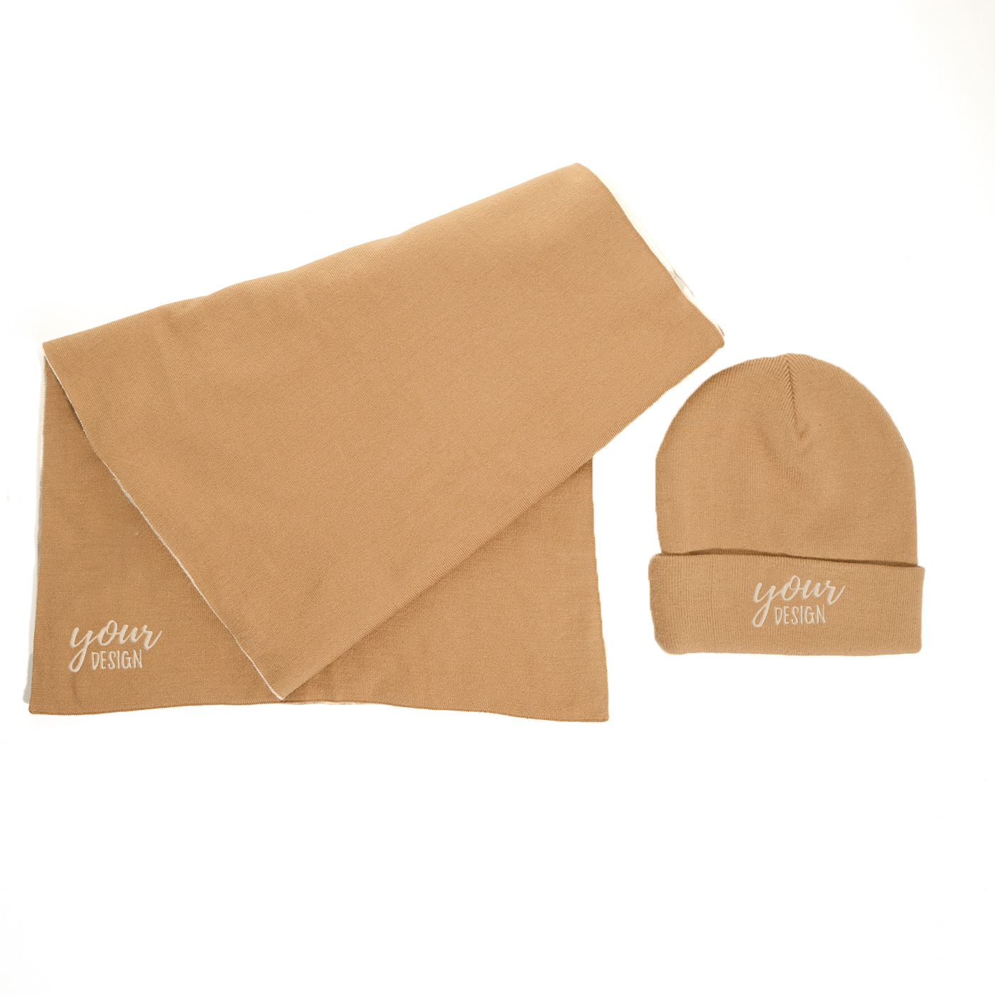 Promotional Double Sided Scarf And Beanie Set