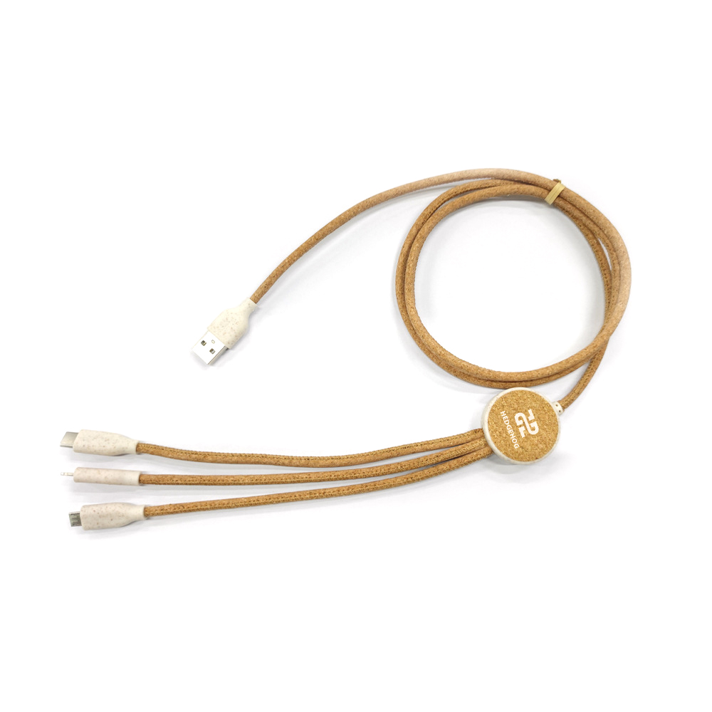 Promotional Cork And Wheat Retractable Cable 