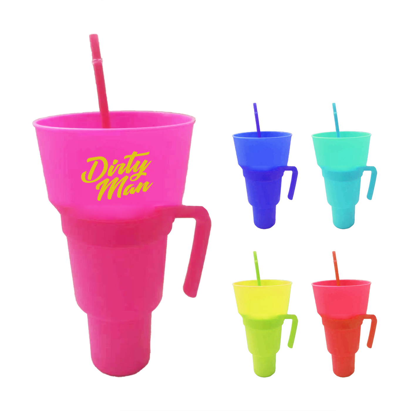 Drink And Snack Cup With Straws Set