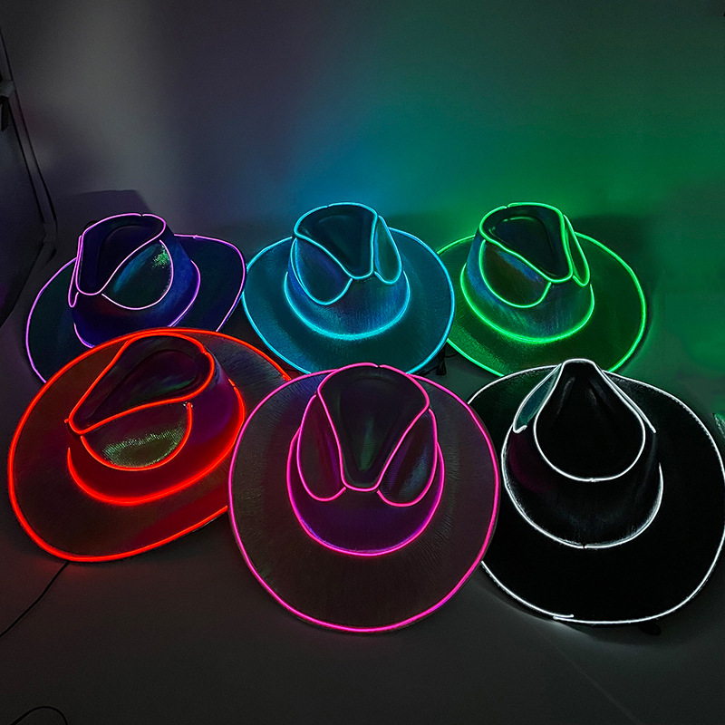 Light Up Holographic Cowboy Hat