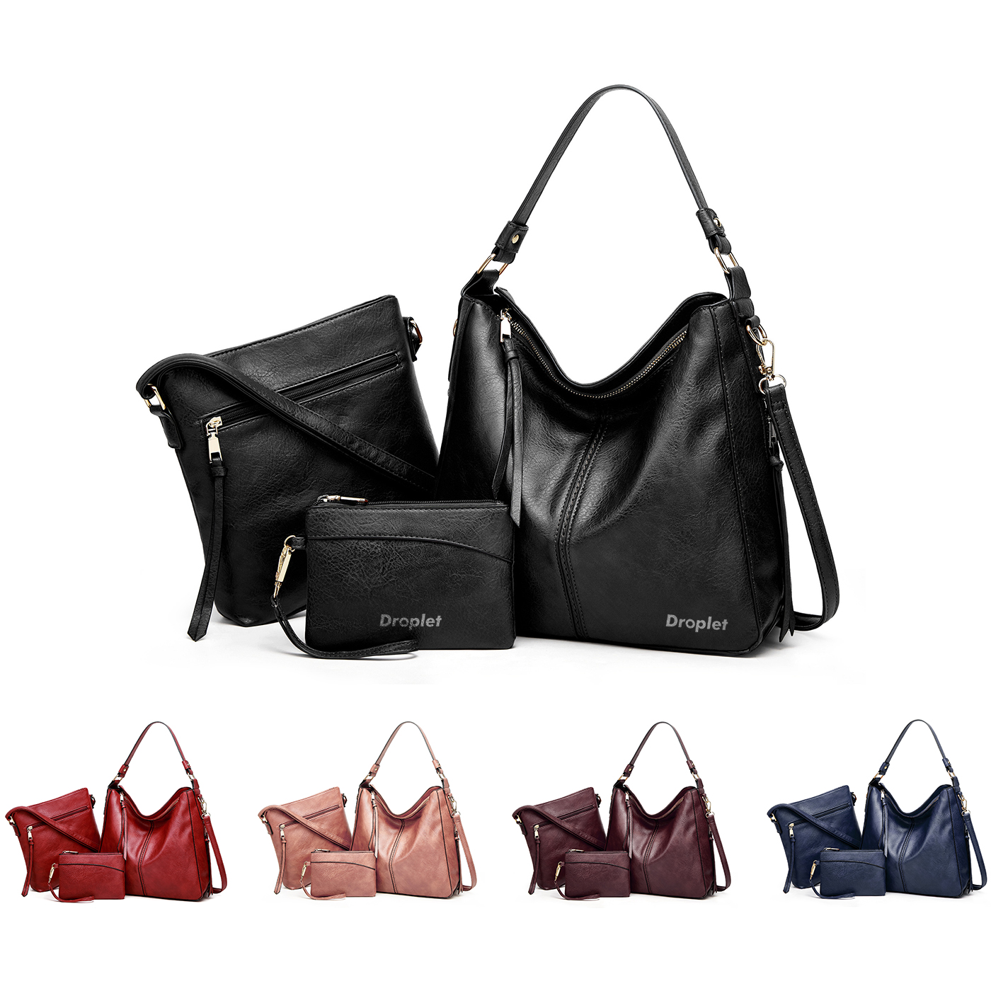  4 Piece Leather Tote Bag Set 