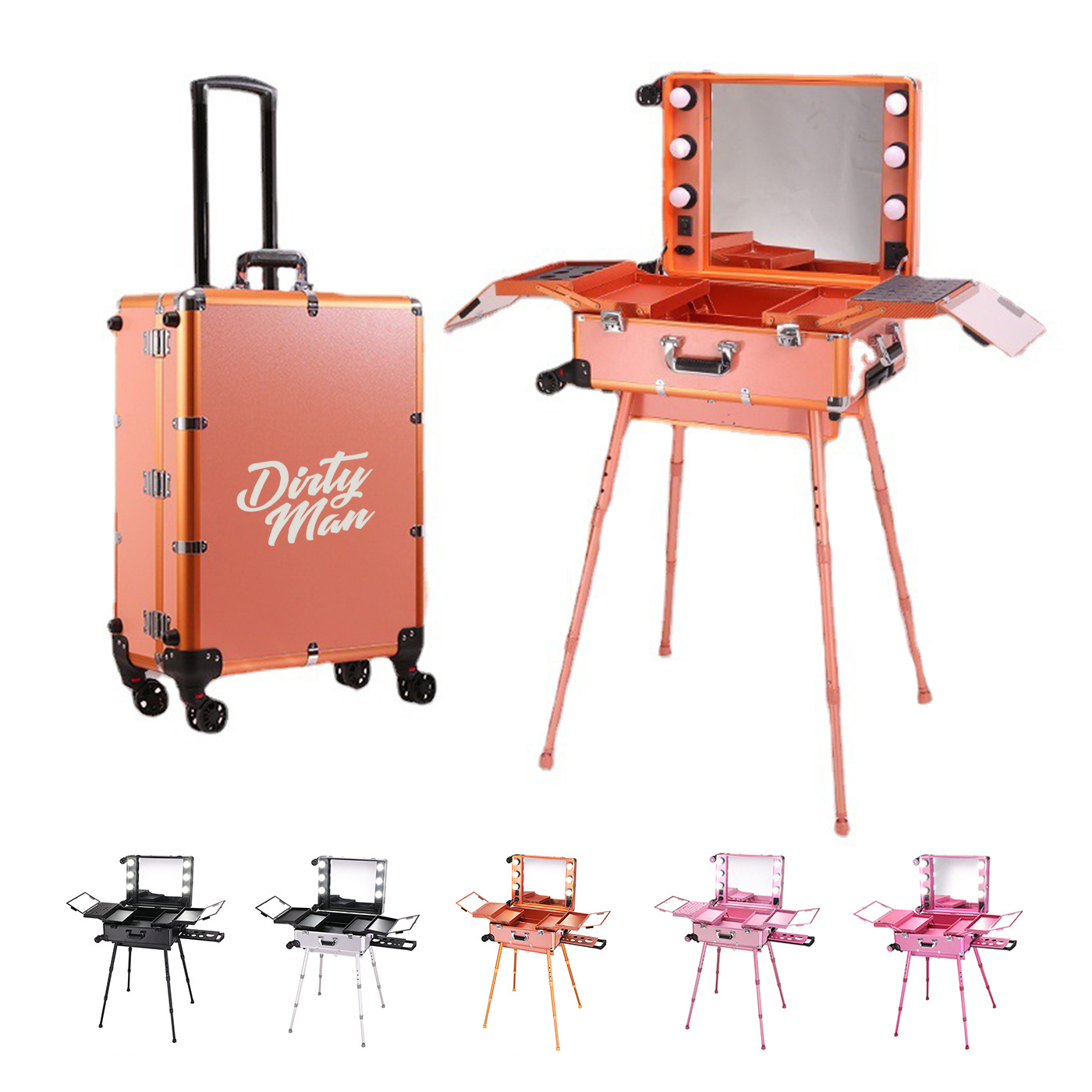 Makeup Train Case With LED Mirror