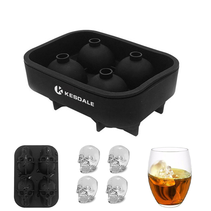 4 Grids 3D Skull Ice Cube Mold