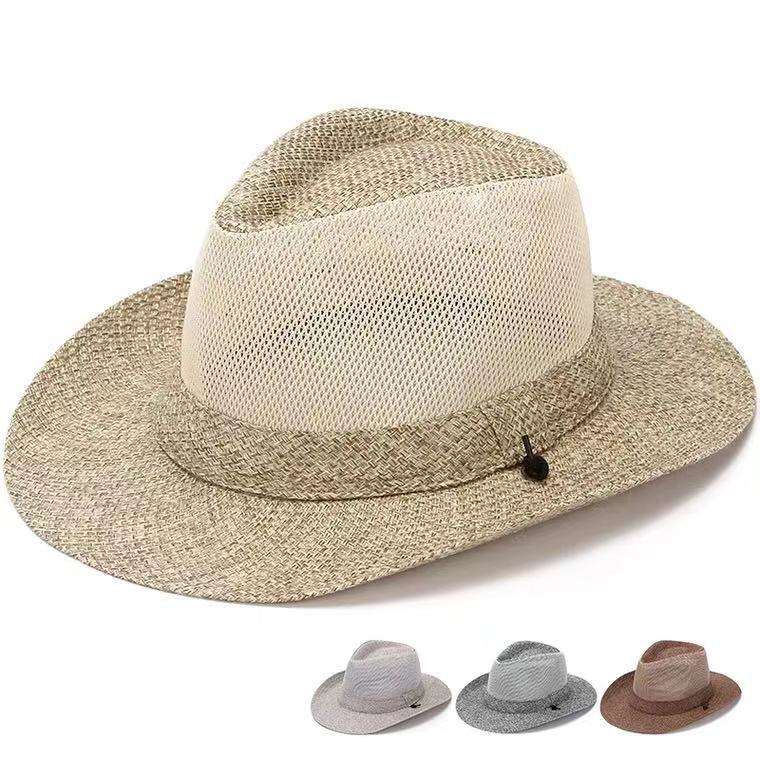 Mesh Straw Hat With String
