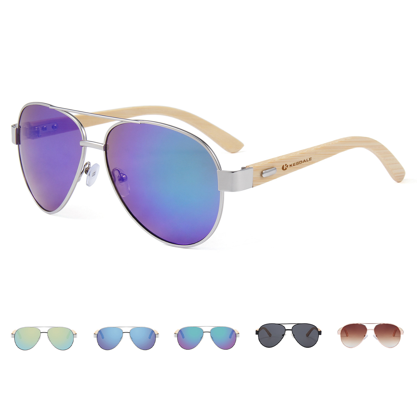 Fashion Bamboo Aviator Sunglasses