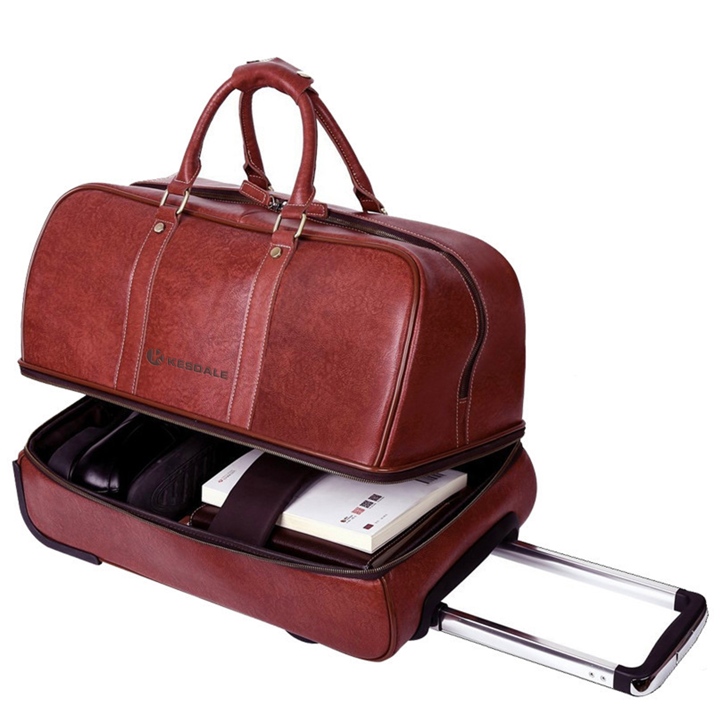 PU Leather Rolling Duffel Bags