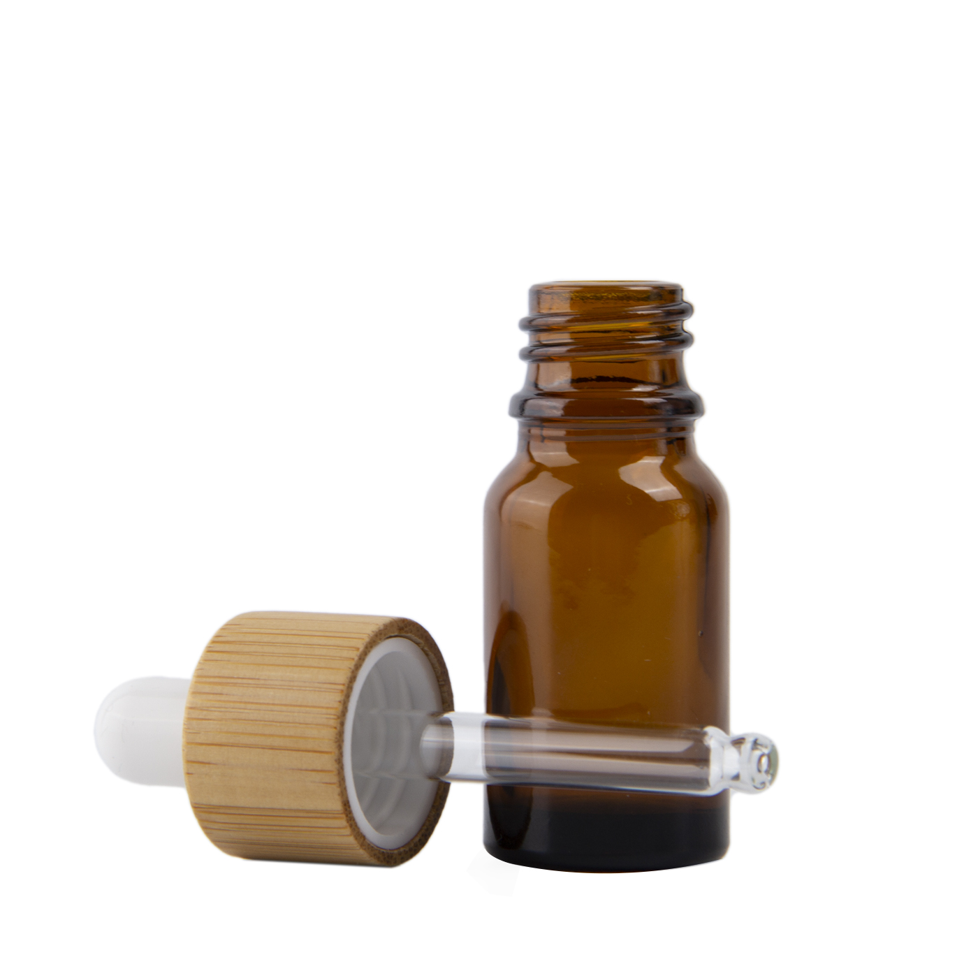 10ml Amber Glass Dropper Bottle With Bamboo Lid