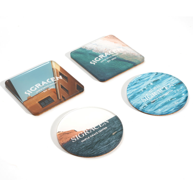 4pcs Acrylic Cork Coasters 