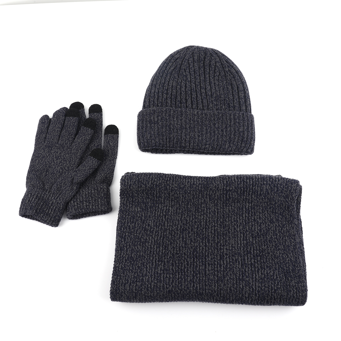 Winter Knit Beanie Hat Gloves Scarf Set 
