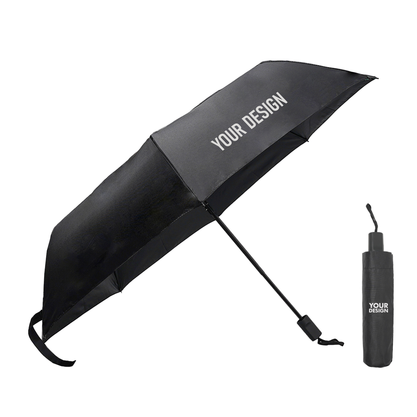 Branded Folding Umbrella with Rubber Grip