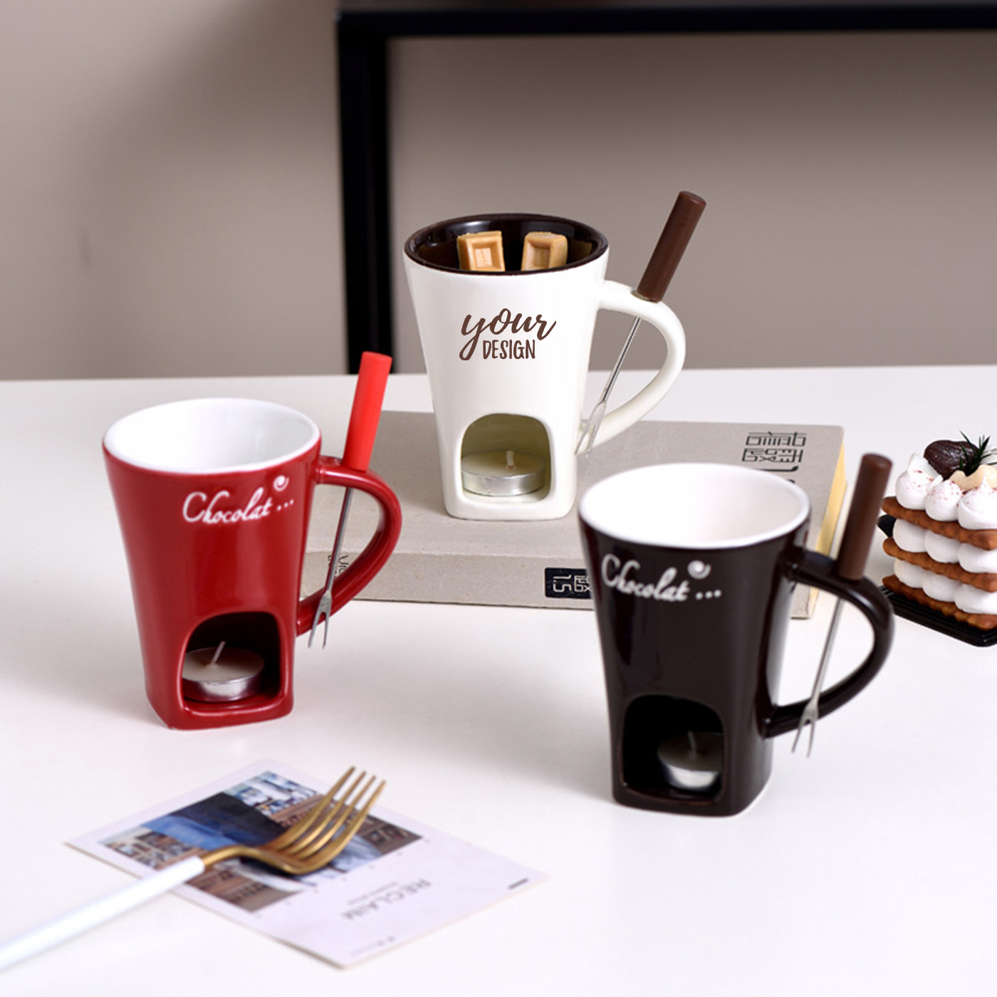 Chocolate Fondue Cup With Tealights