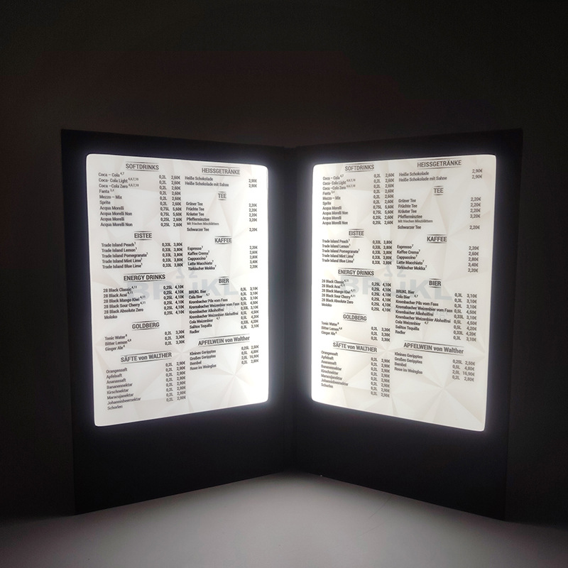 LED Backlit Illuminated Menu Holder