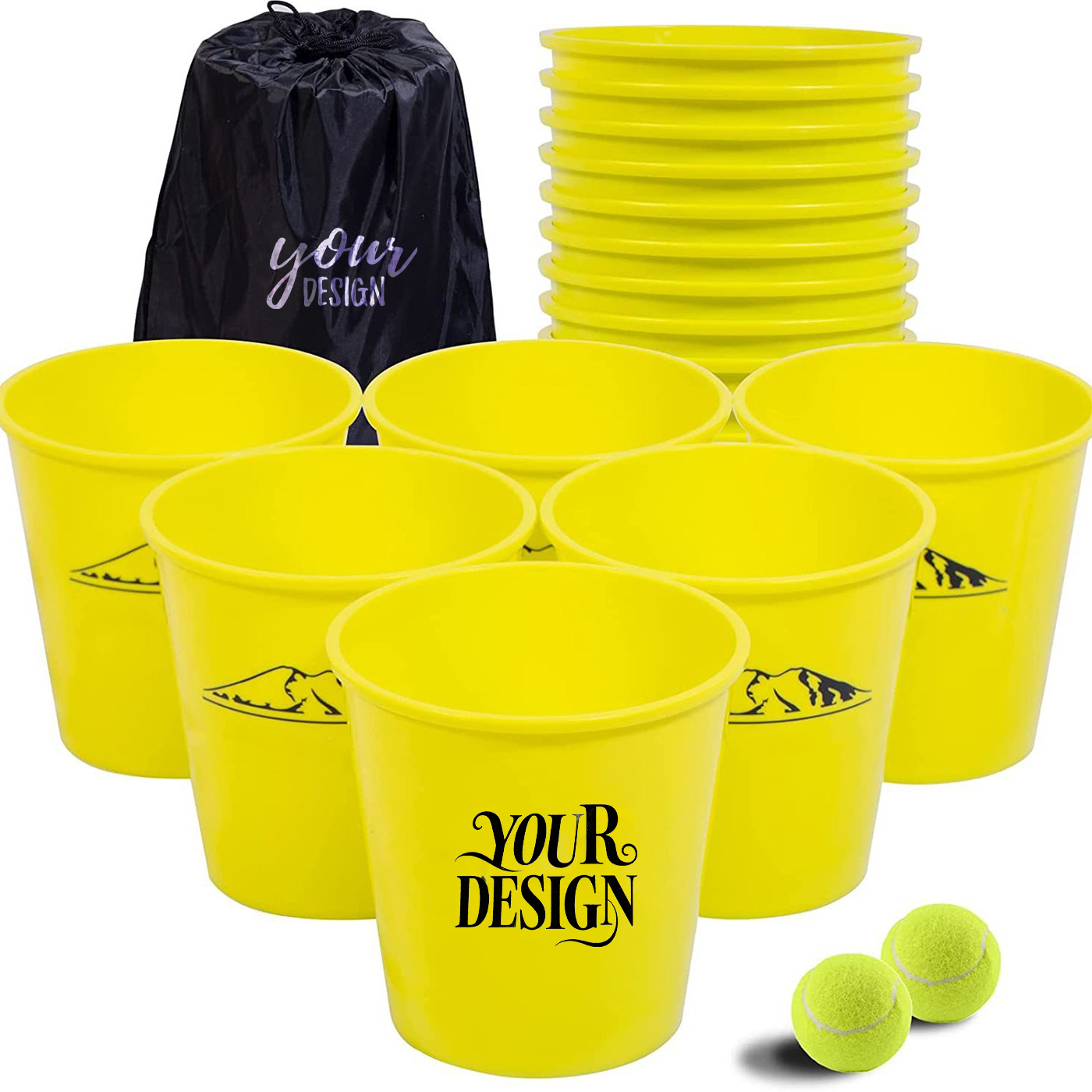 Giant Yard Pong Game Bucket Ball Set