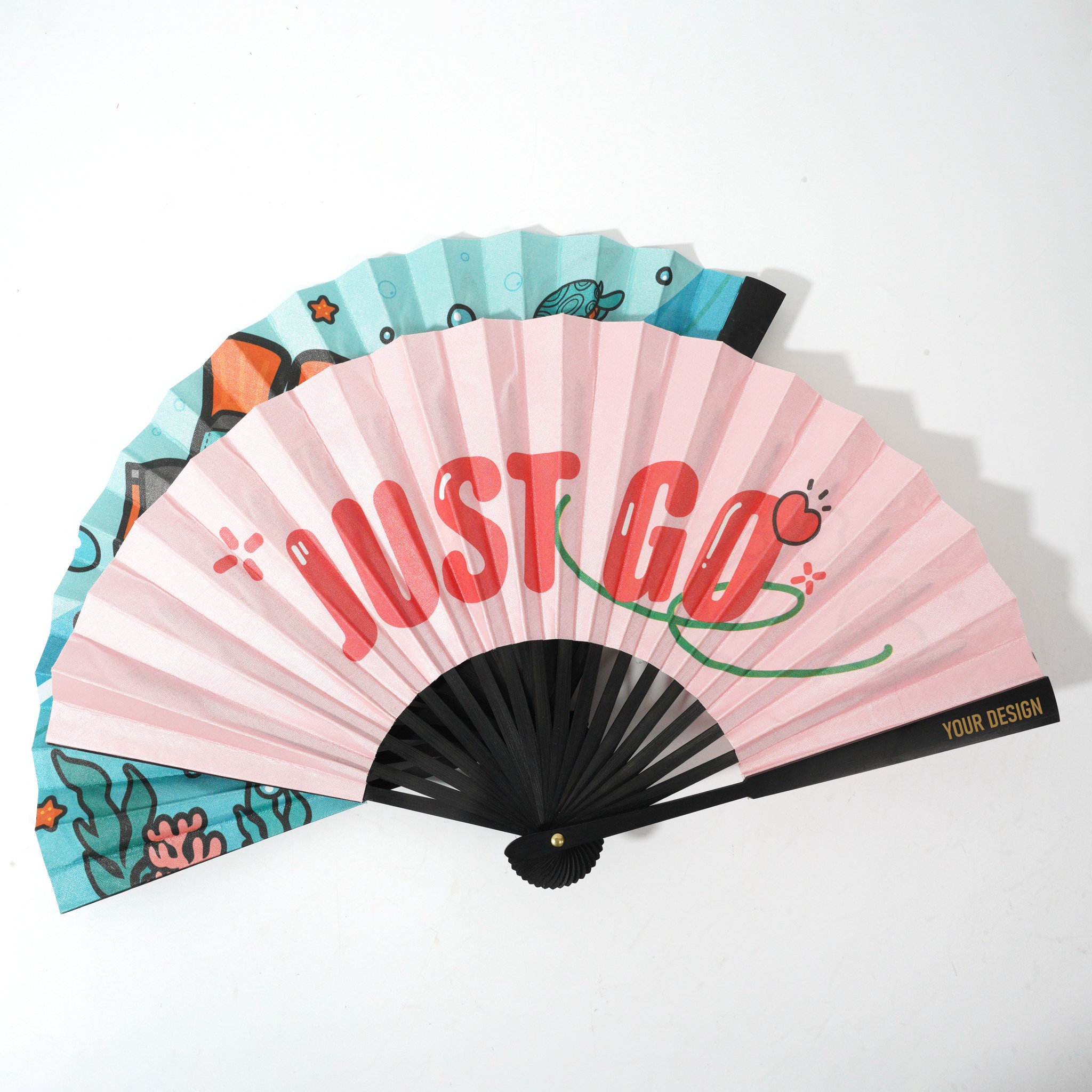 Custom Double-sided Fabric Hand Fans