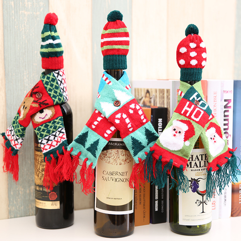 Knitted Wine Bottle Hat And Scarf
