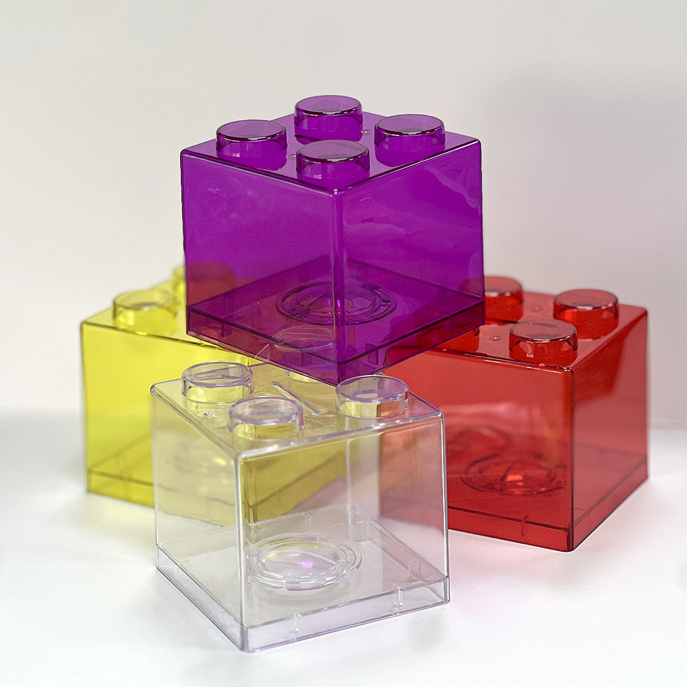 Transparent Plastic Blocks Piggy Bank