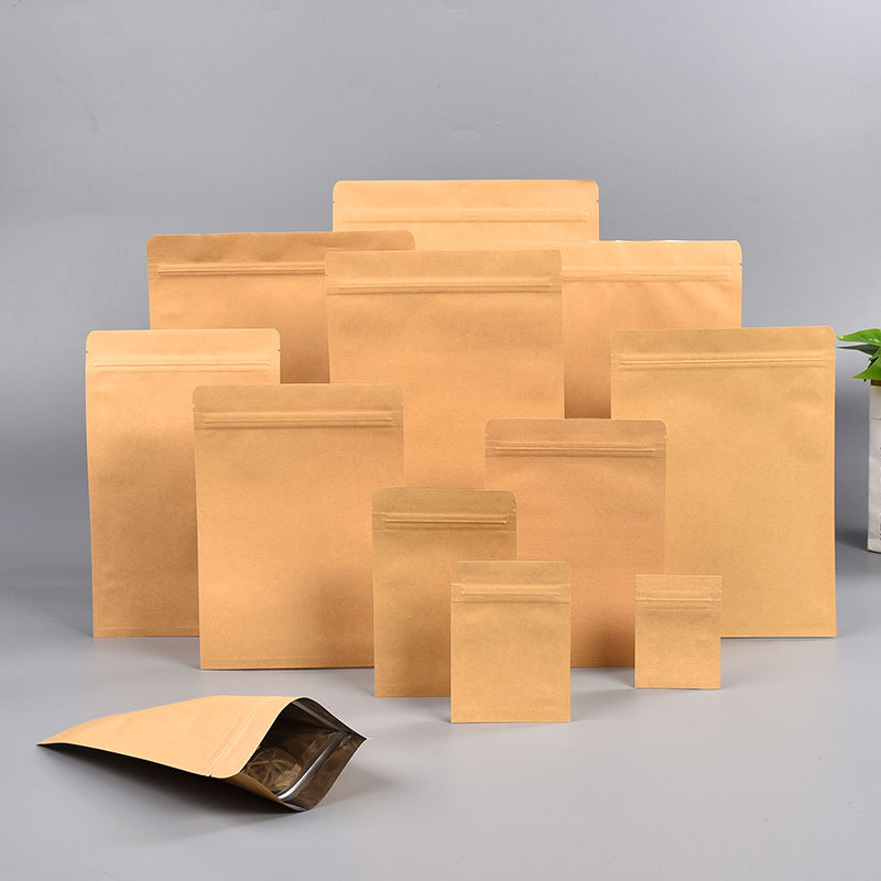 Custom Kraft Stand Up Pouch With Zipper