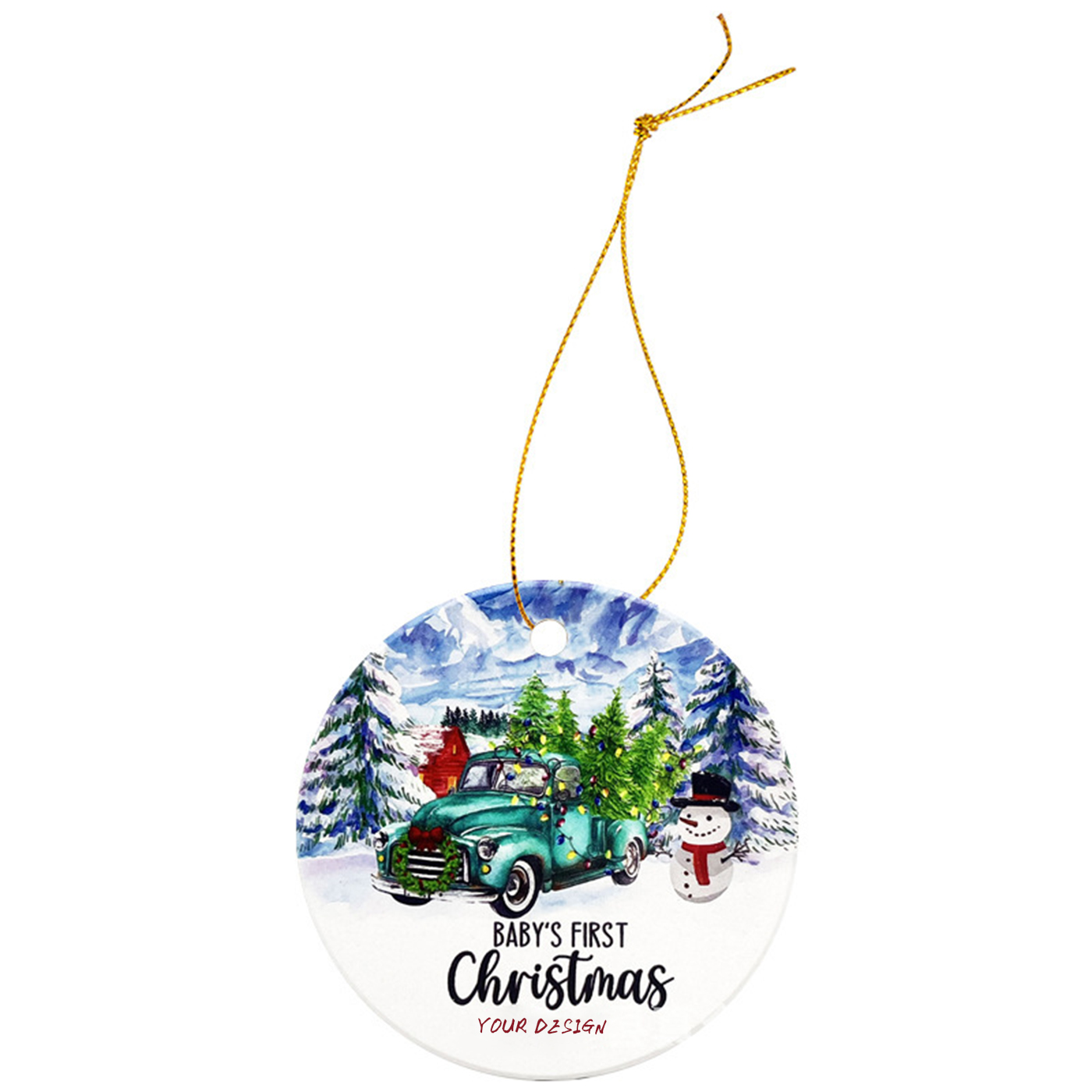Round Acrylic Christmas Tree Ornaments 