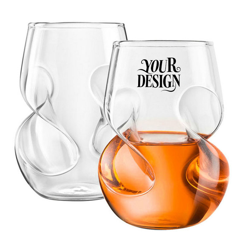 430ml Finger Indentations Stemless Wine Glasses