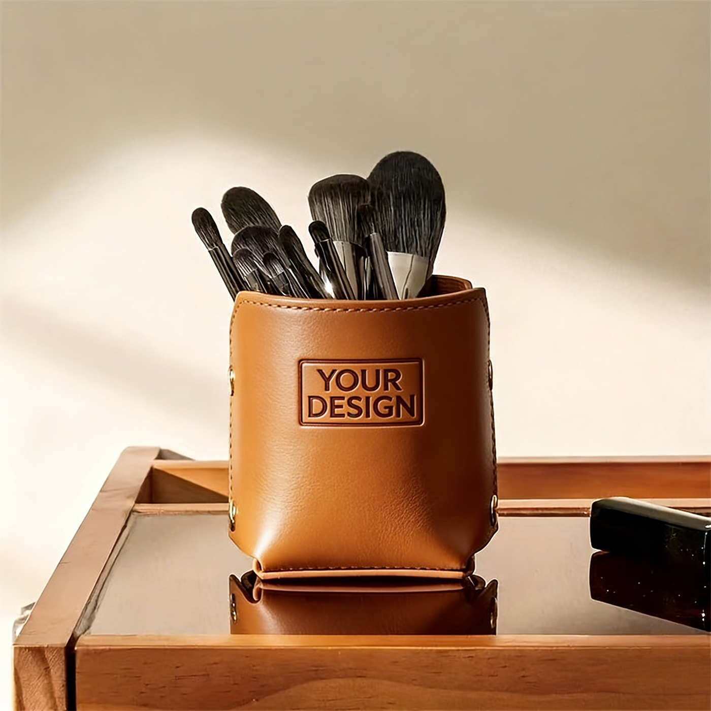 PU Leather Desk Pen Holder 