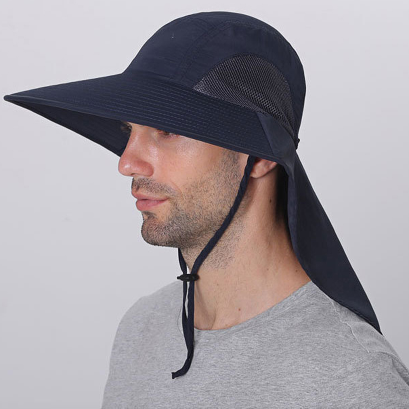 Wide Brim Sun Hat With Neck Flap