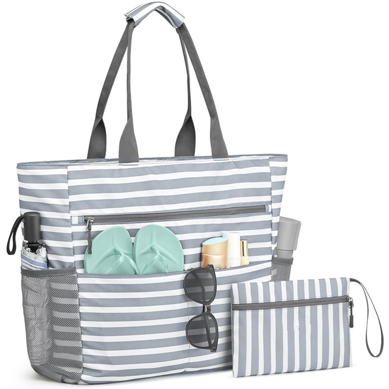 Large Multiple Pockets Beach Tote Bag