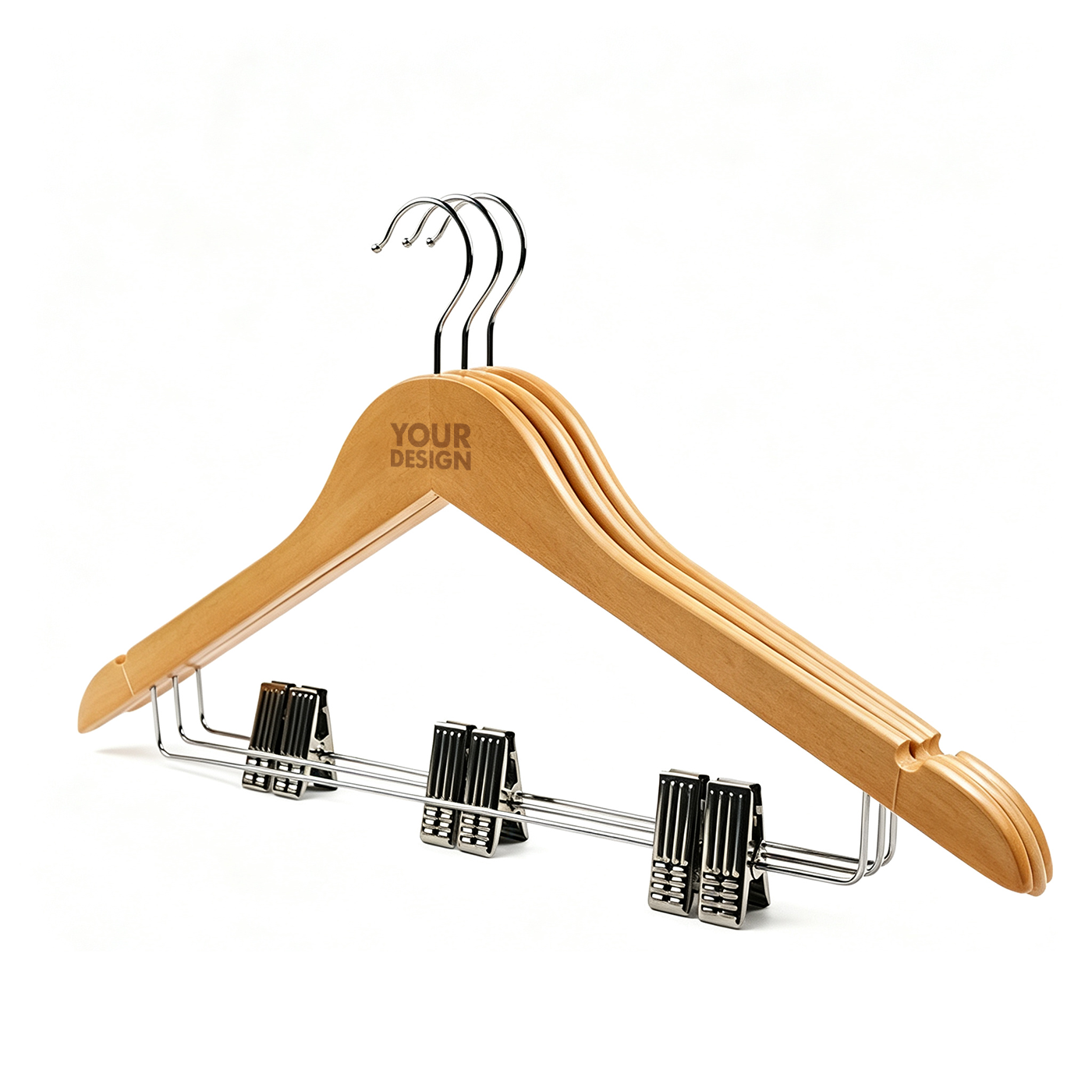 Custom Wooden Suit Hanger with Clips