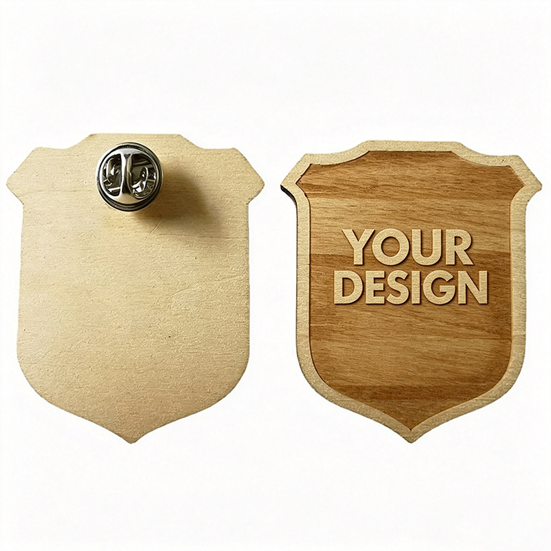 Laser Engraved Wooden Lapel Badge 