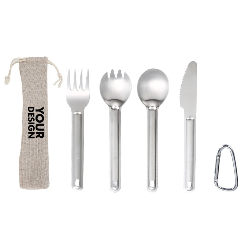 Compact Travel Cutlery Set With Reusable Pouch