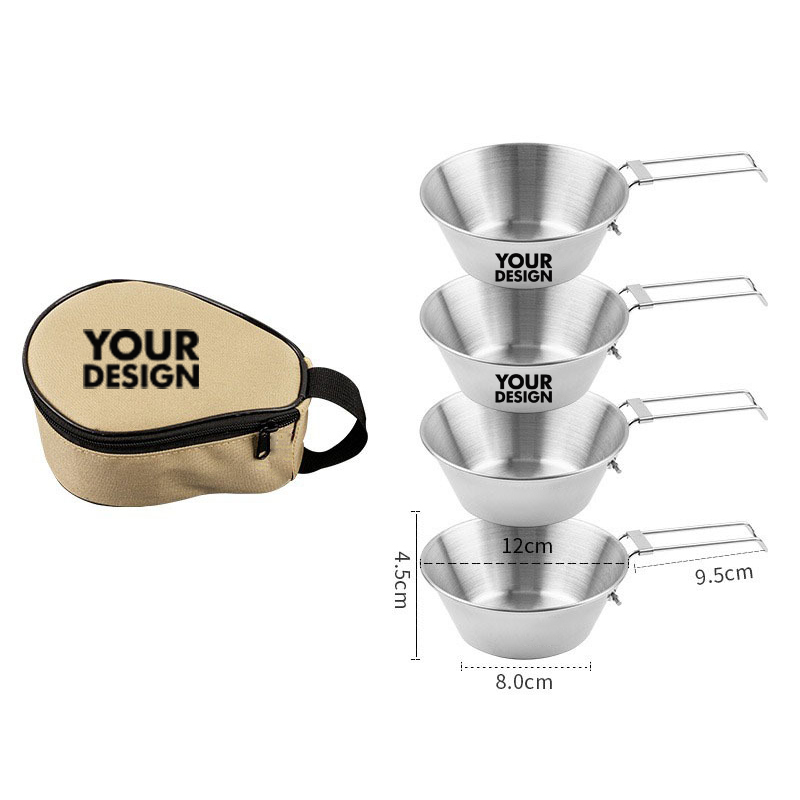 Stainless Steel Folding Bowls Set With Pouch