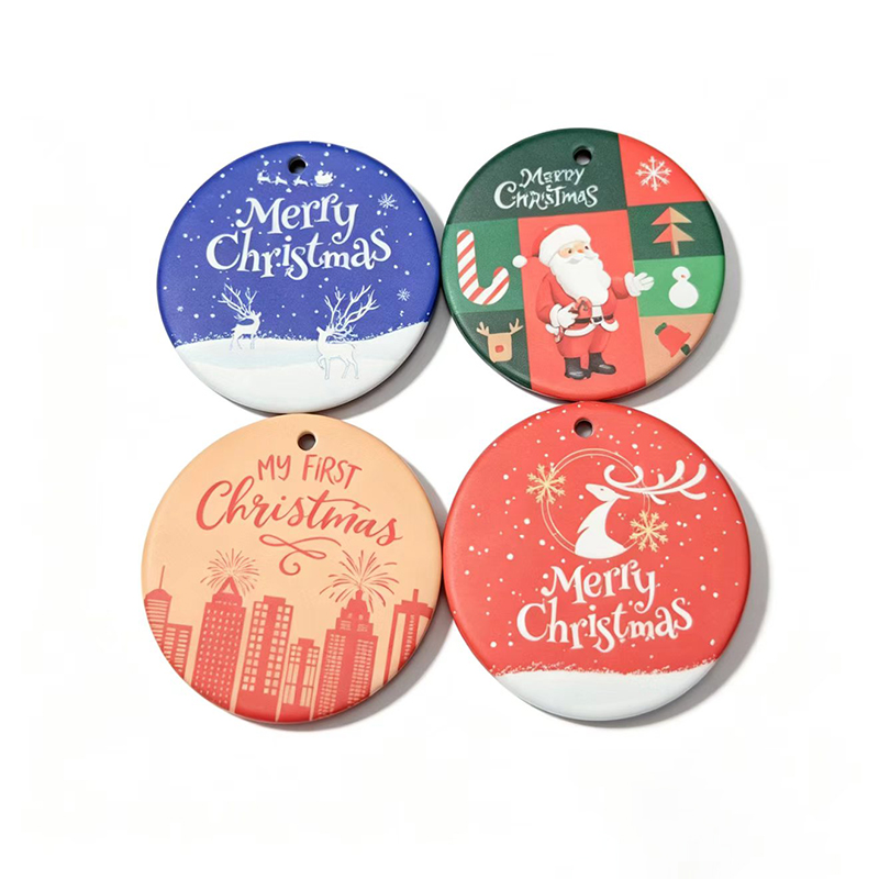 Custom Round Ceramic Christmas Tree Ornament